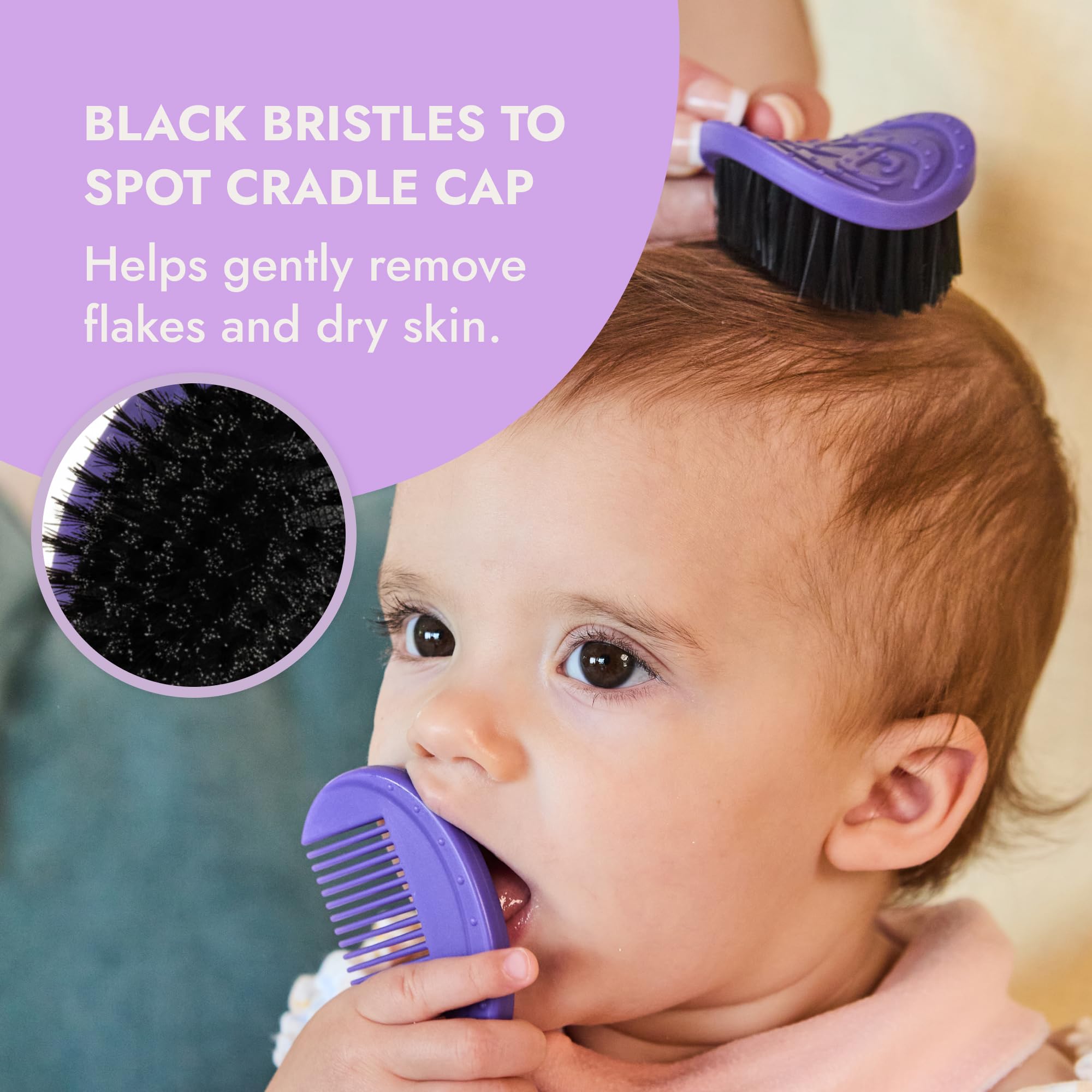 Ninabella ultra-soft baby brush provides a gentle glide for delicate hair.