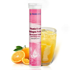 9 YOUNG-BASIC Vitamin C effervescent tablet dissolving in water for a refreshing immune-support drink