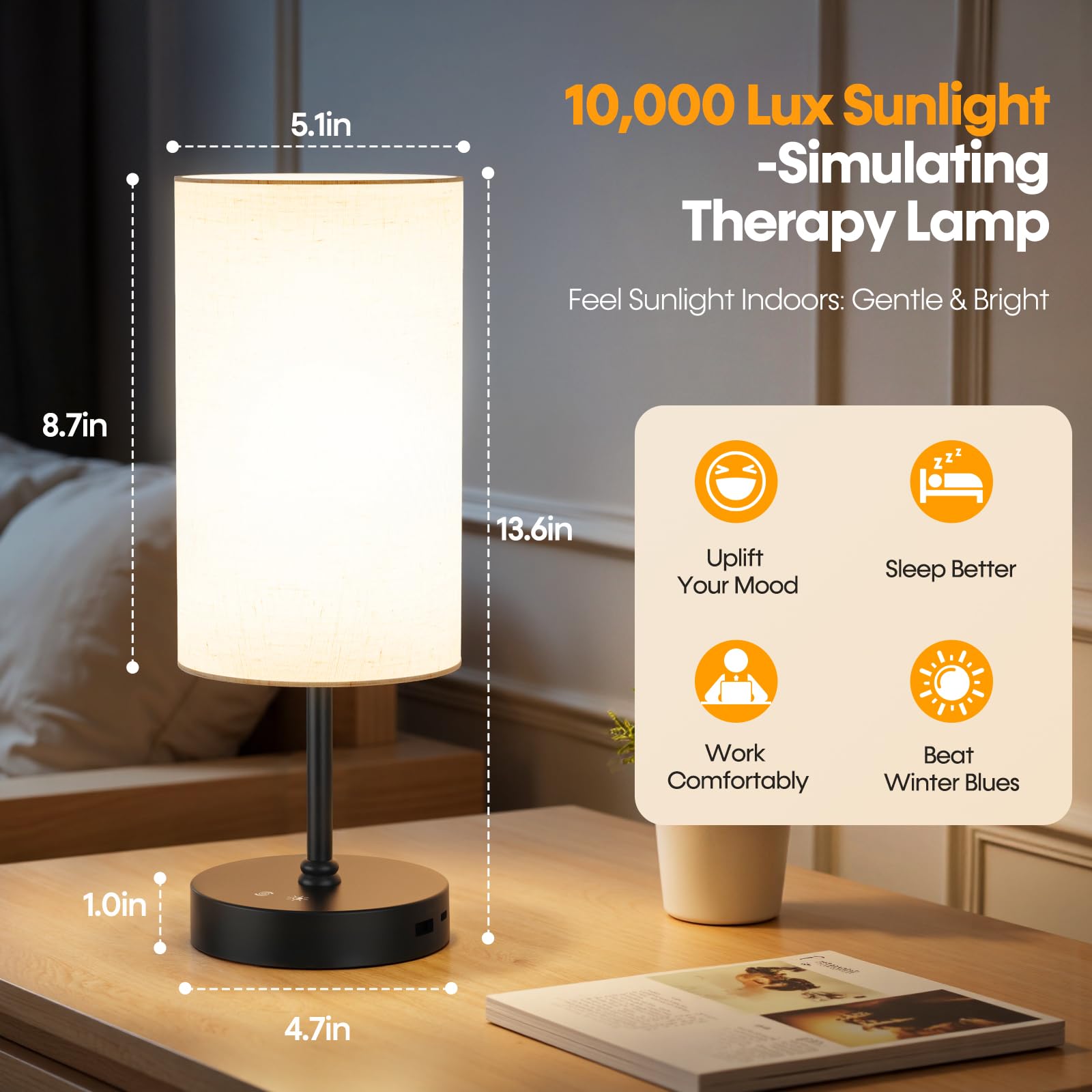 NIORSUN light therapy lamp remote control enables easy room-wide adjustments.