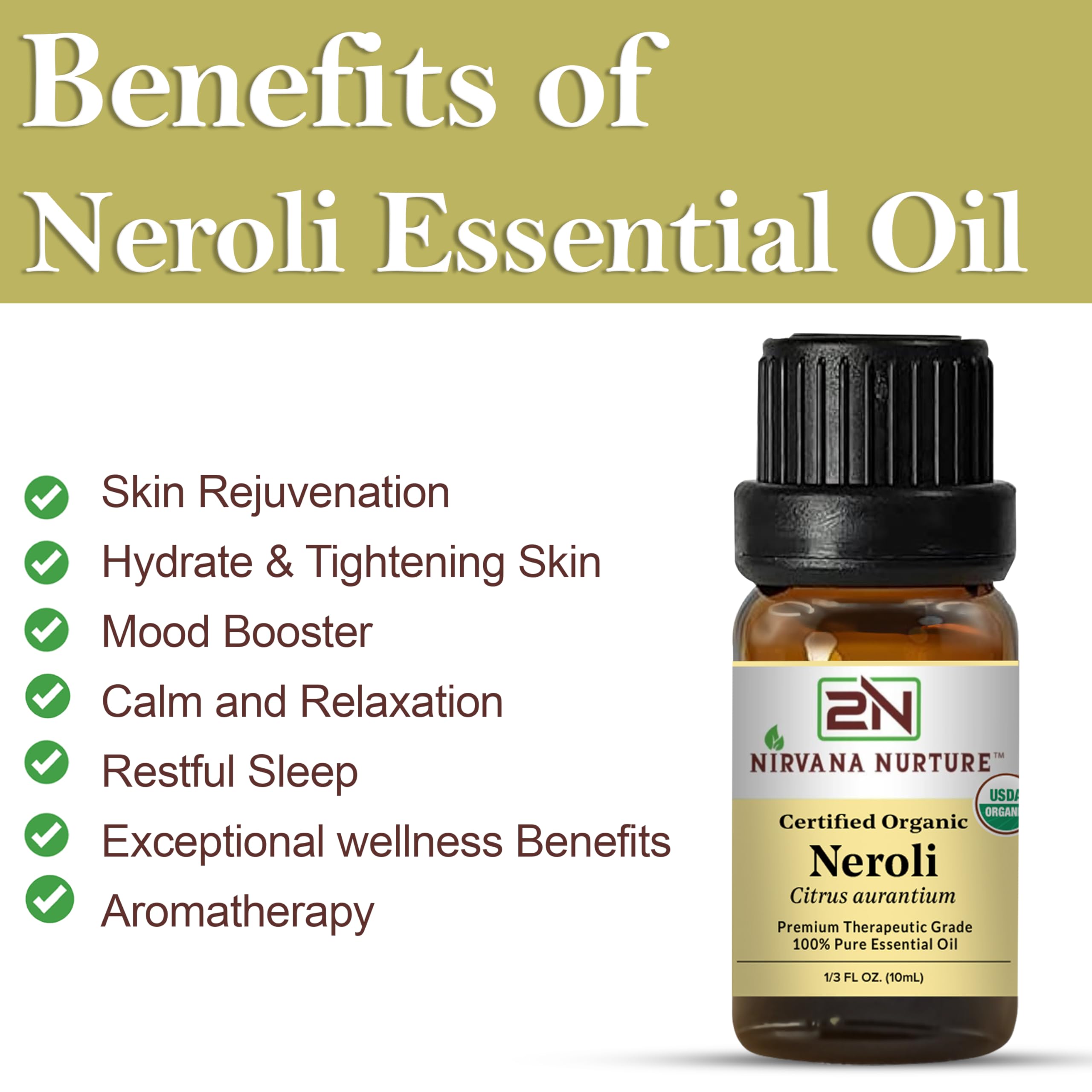 Nirvana Nurture Neroli oil dropper ready for skin care and hydration.