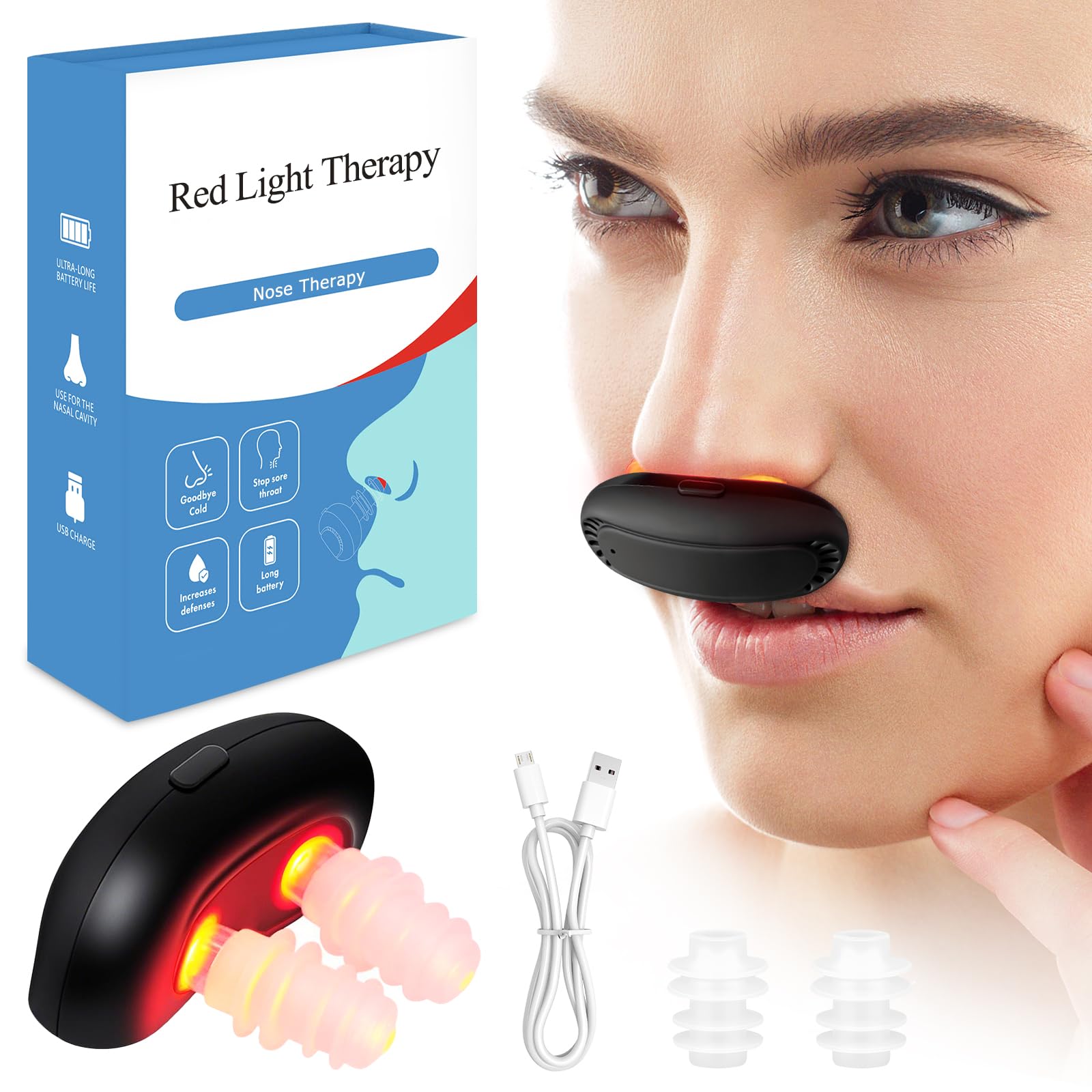 NISAIKLUZ red light nasal therapy device on hand promotes easy daily use.
