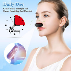NISAIKLUZ red light nasal therapy device close-up shows LED lights for soothing relief.