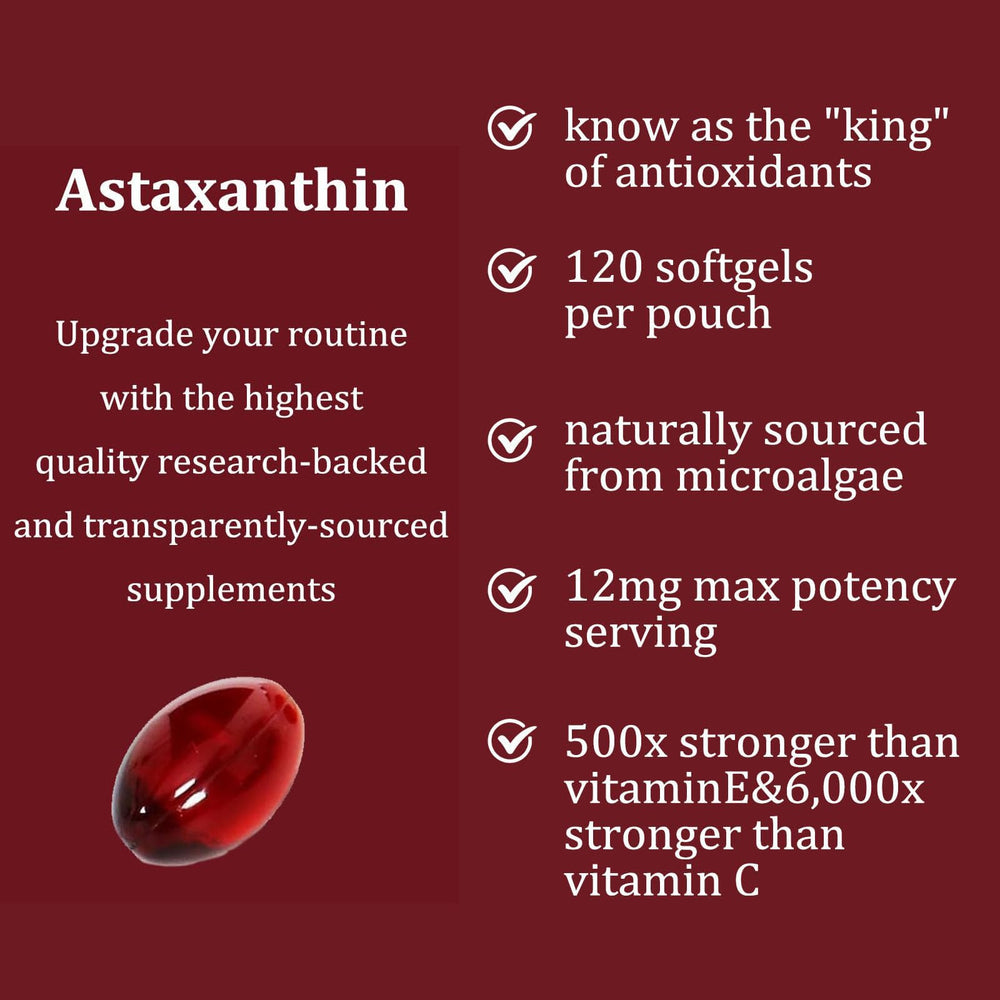 Close-up of Nitidissima Belano astaxanthin softgels for skin and eye health