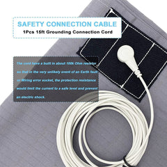 Grounding cord connected to the sheet enables easy, safe nightly grounding.