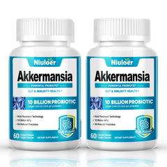 Niuloer Akkermansia probiotic bottle with capsules supporting daily gut balance