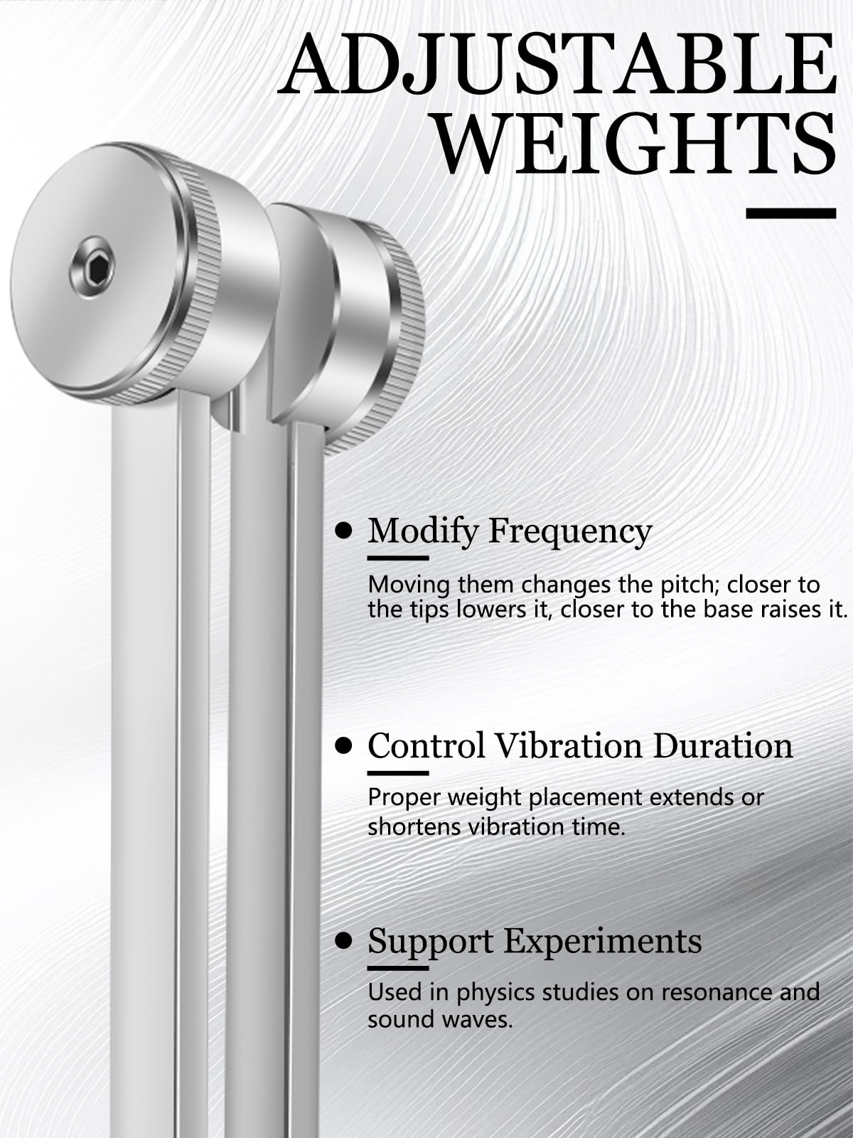 Niura aluminum alloy 3-pack tuning forks showcased together.