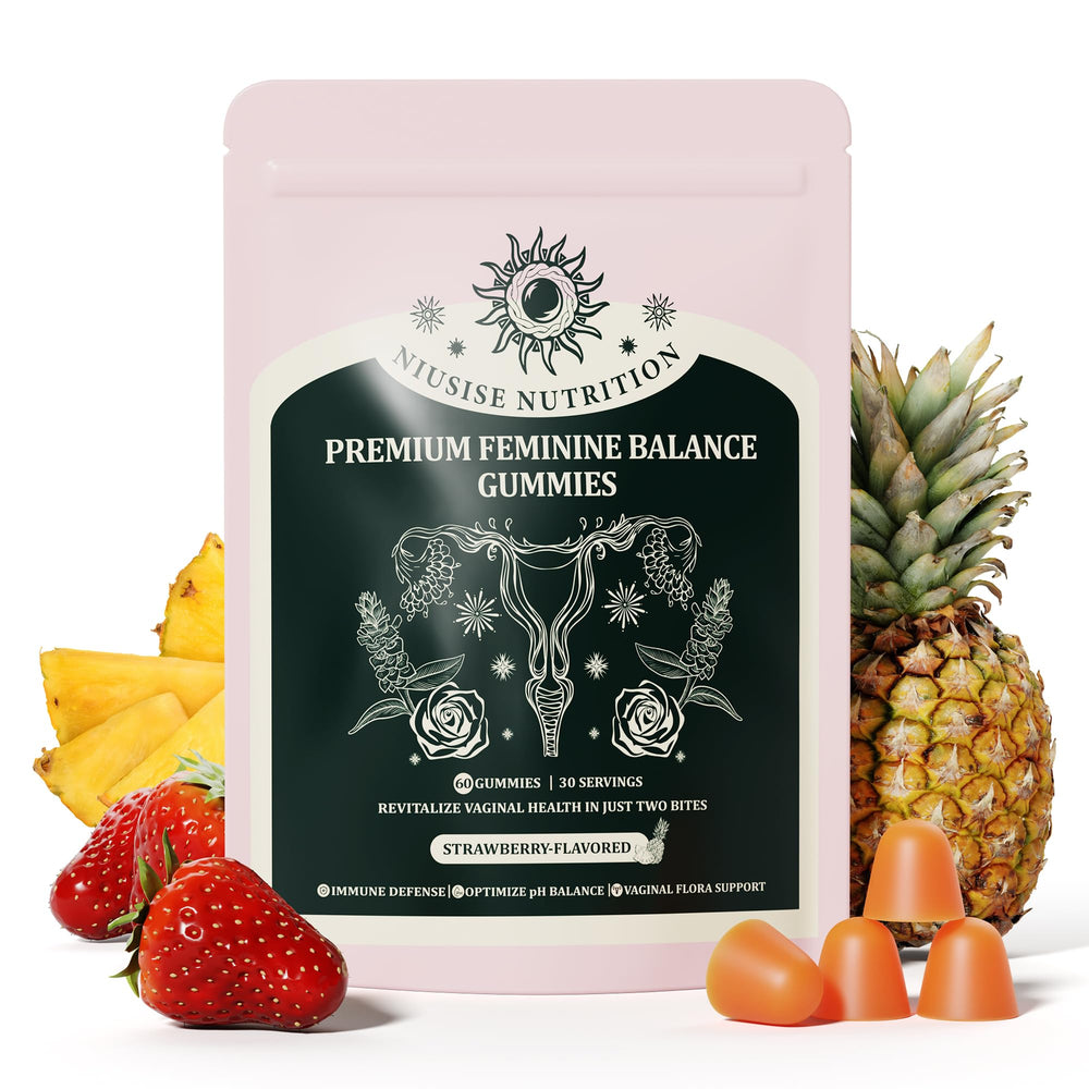 NIUSISE feminine balance gummies jar-front image — vegan daily wellness for women