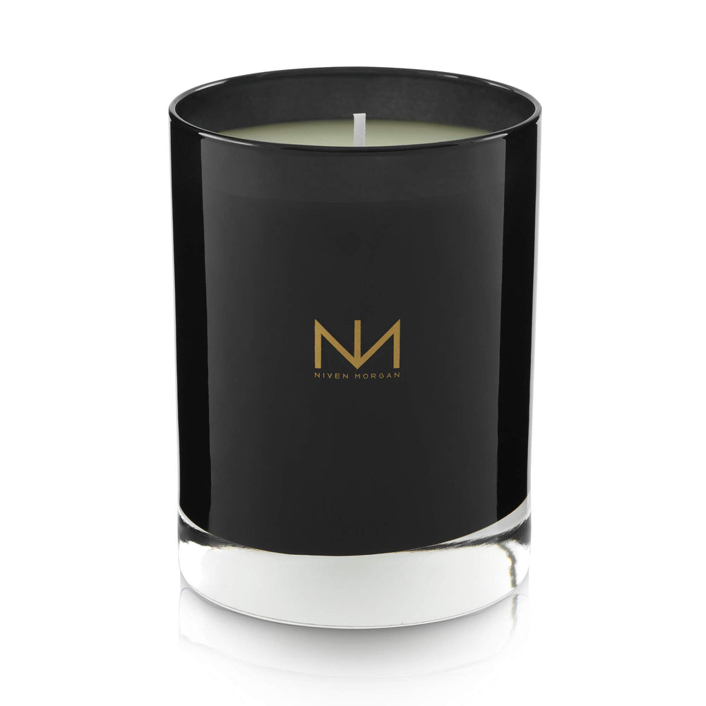 Niven Morgan Whitewood Sea Salt candle side view creates a calming atmosphere.