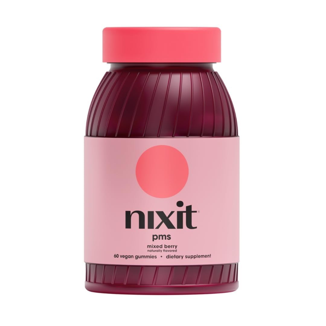 Nixit PMS Support Gummies bottle pour for daily cycle ease.