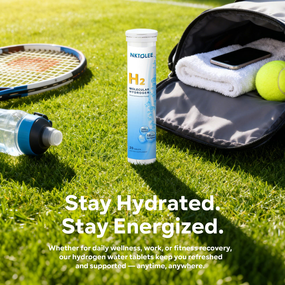 NKTOLEE magnesium-rich hydrogen tablets supporting daily hydration routines.