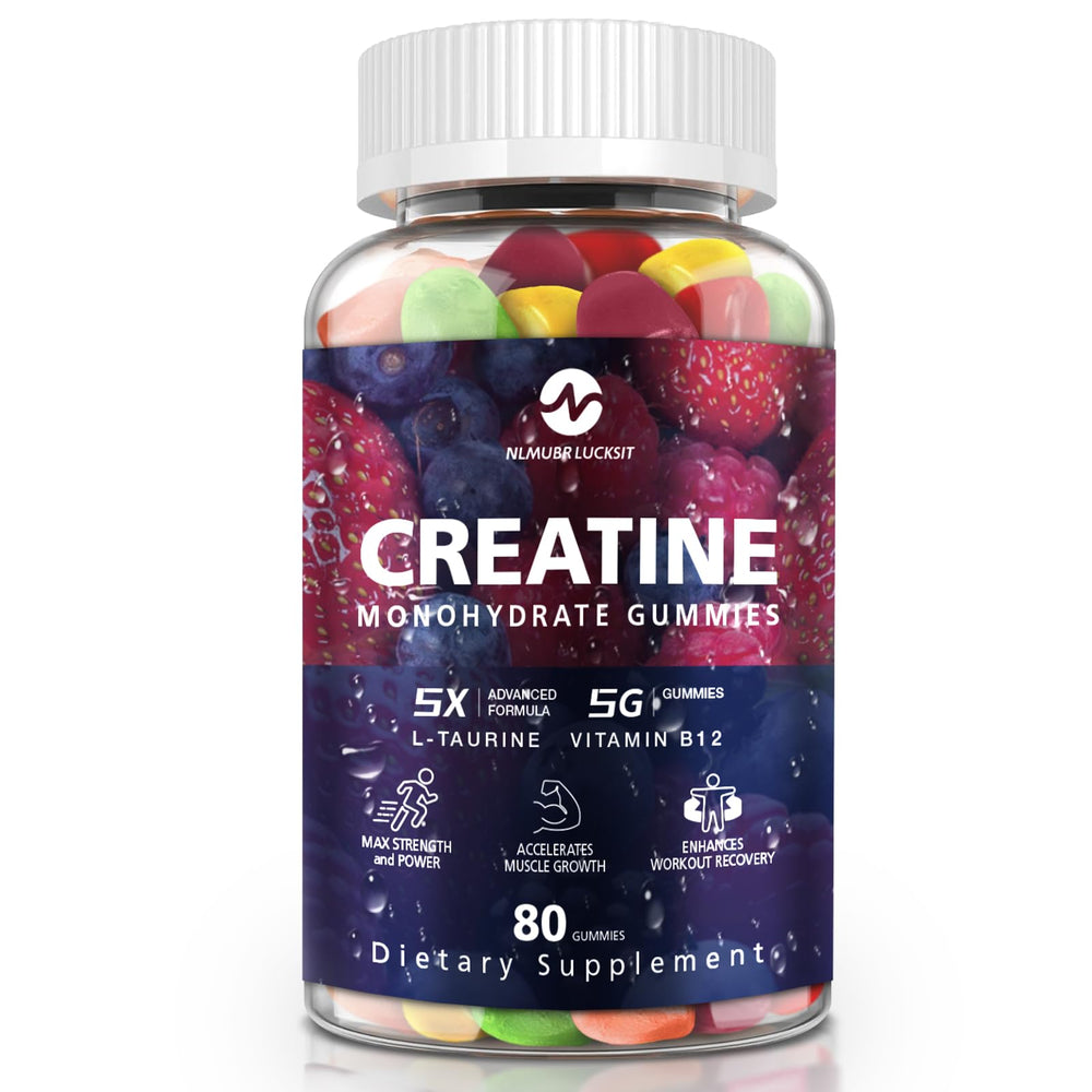 NLMUBR LUCKSIT Creatine Gummies bottle front showing convenient pre-workout chewables