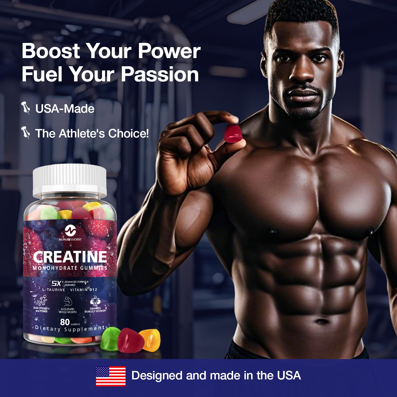 NLMUBR LUCKSIT Creatine Gummies used before workout for energy support