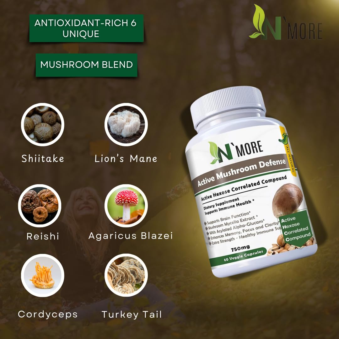 Lion’s Mane capsule image suggesting improved memory and focus with N'More.