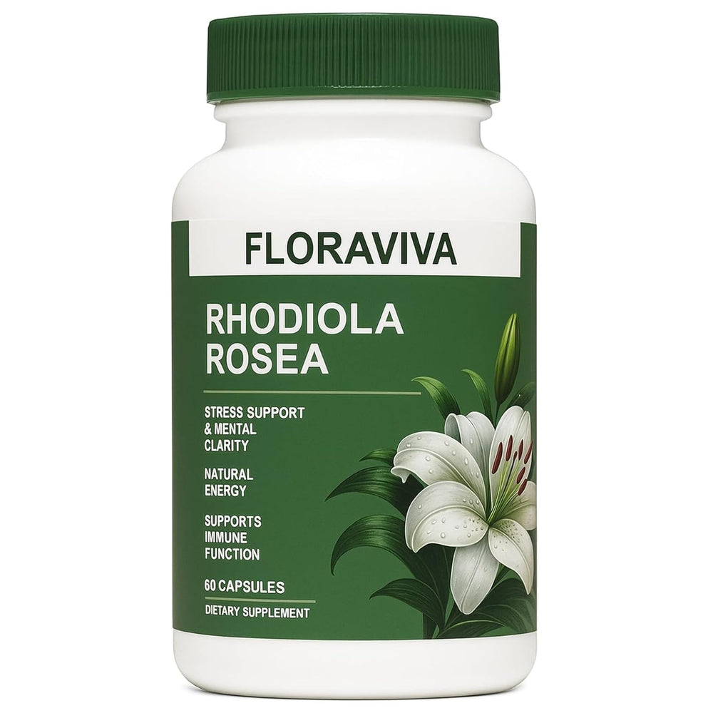 No Bald Floraviva Rhodiola capsules front view for steady focus.