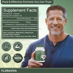 No Bald Floraviva Rhodiola label close-up highlighting extract.