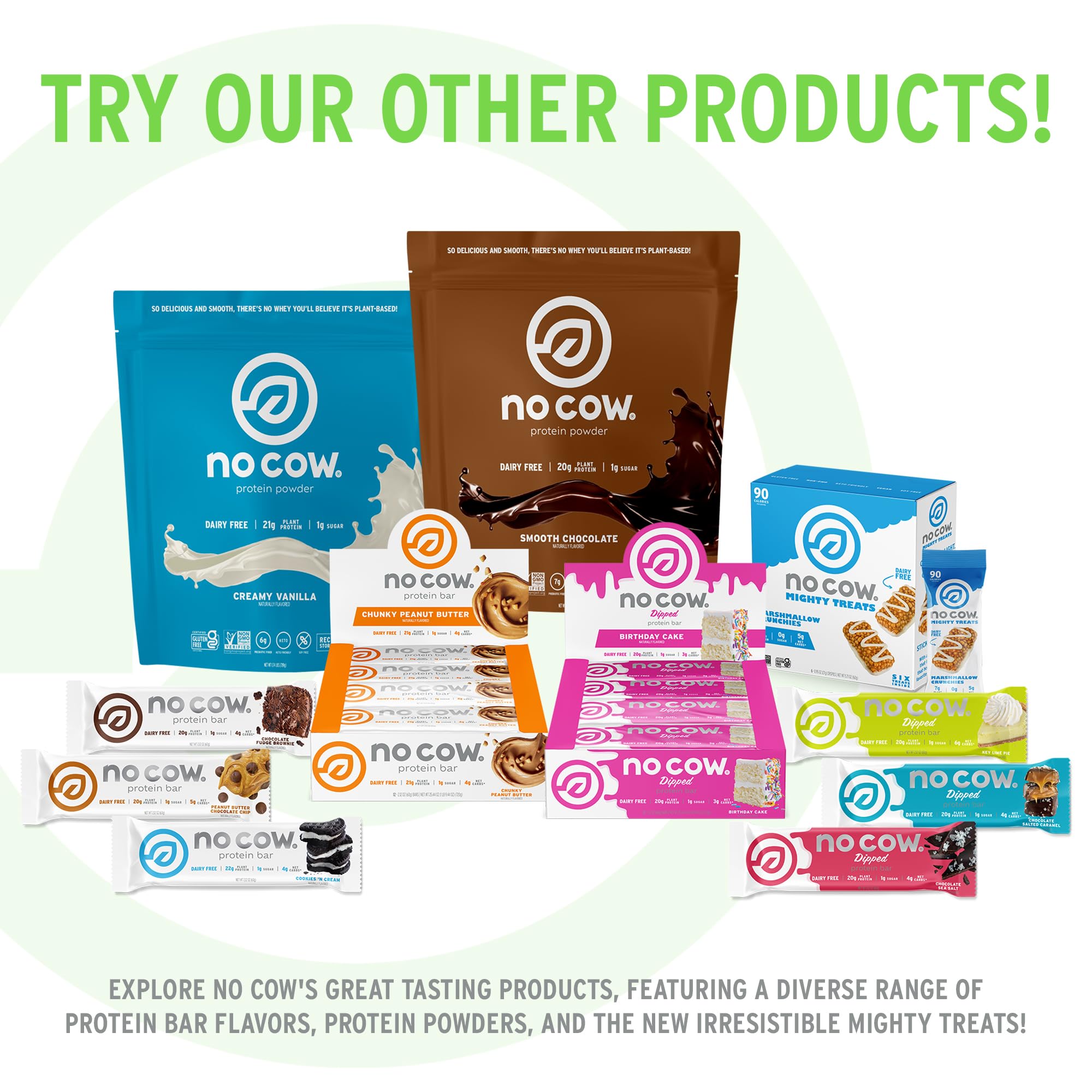 No Cow Blueberry Cobbler bar packaging front showcasing dairy-free and gluten-free choice
