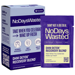 No Days Wasted DHM Detox 5 packets for overnight refresh after celebrations.