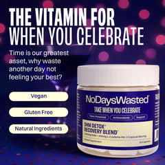 No Days Wasted DHM Detox capsules closeup showing a daily serving for potential recovery support.