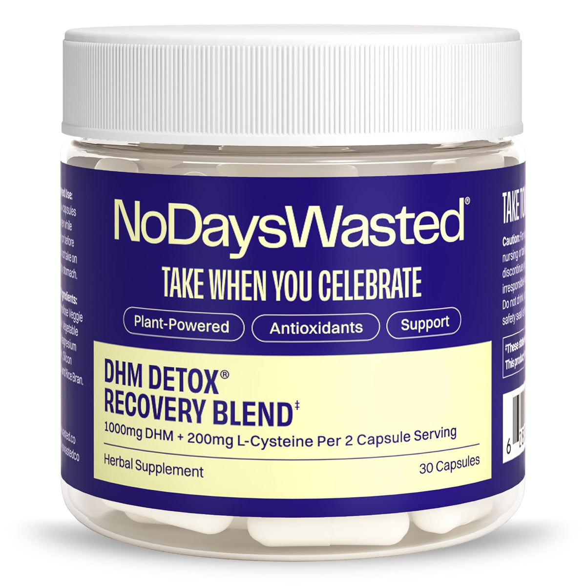No Days Wasted DHM Detox jar front view for a simple evening routine toward next-day freshness.