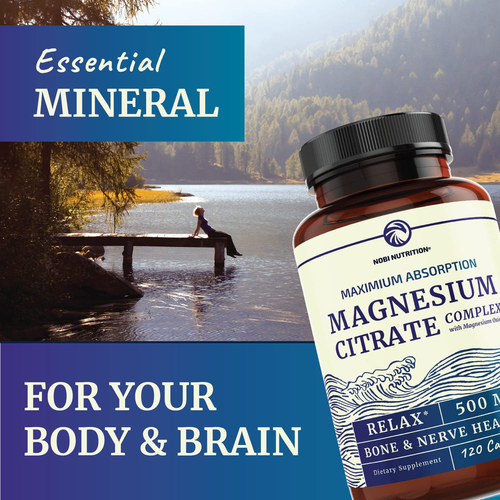 Nobi Magnesium Citrate 500mg evening relaxation scene promoting calm routines
