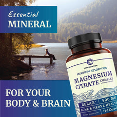 Nobi Magnesium Citrate 500mg packaging showing gluten-free and soy-free suitability for sensitive diets