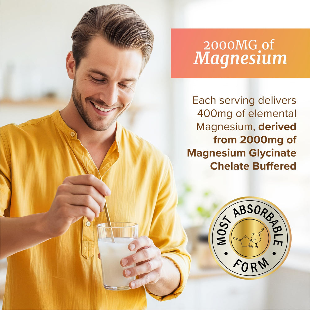 Nobi Nutrition Magnesium Glycinate powder dissolving in glass for quick, easy daily absorption.