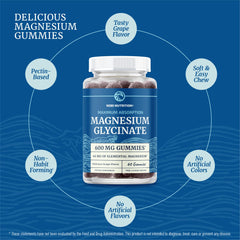 Nobi Nutrition magnesium gummies bottle on table for convenient family use.