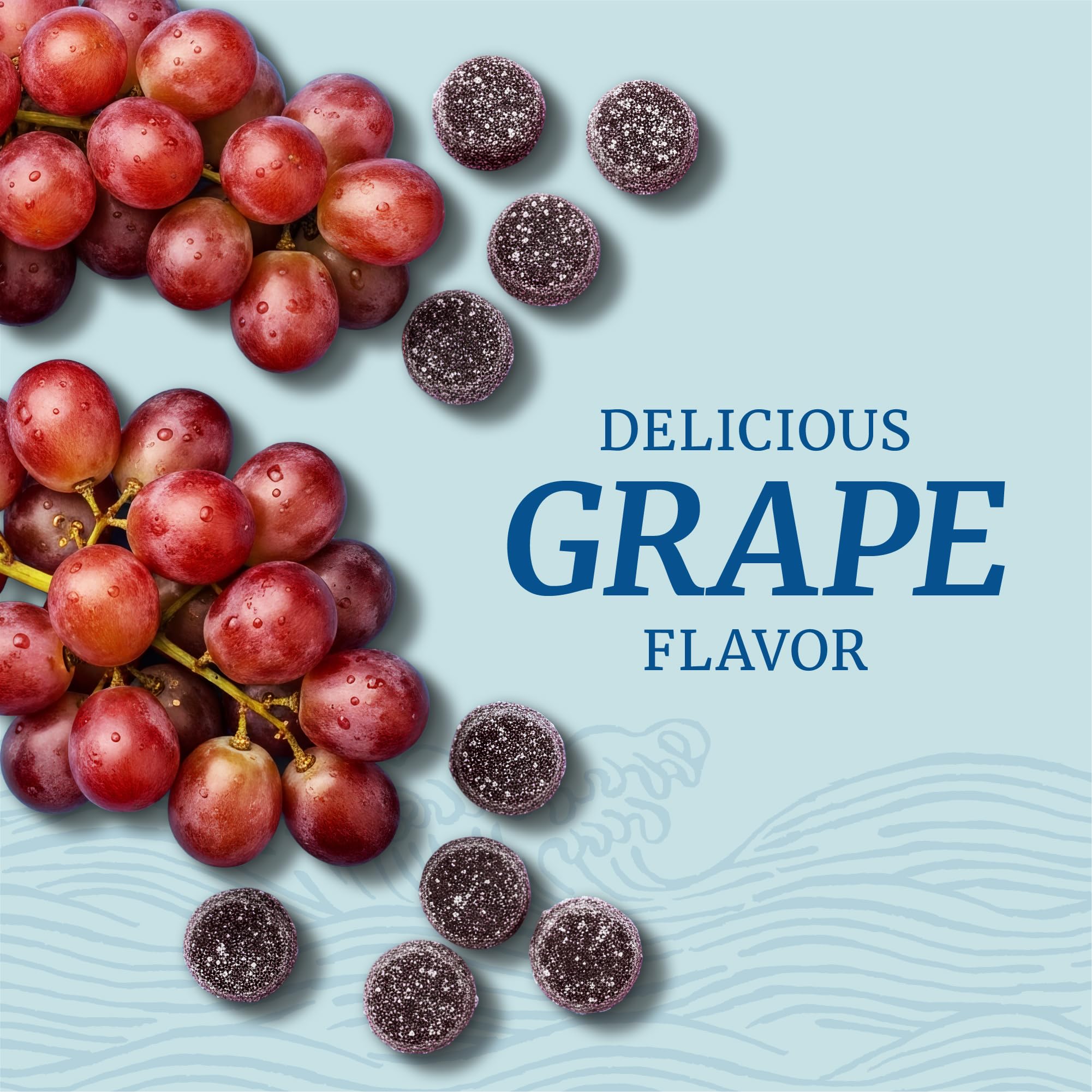Nobi Nutrition magnesium gummies closeup highlighting grape flavor and soft chew texture.
