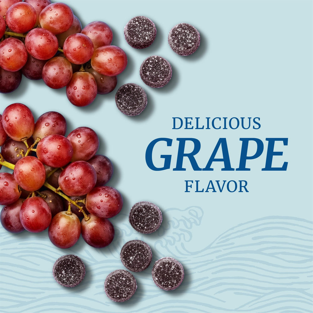 Nobi Nutrition magnesium gummies closeup highlighting grape flavor and soft chew texture.