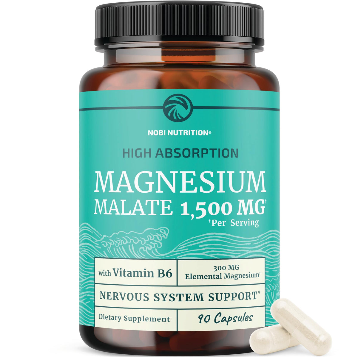Nobi Nutrition Magnesium Malate bottle front for daily energy support.