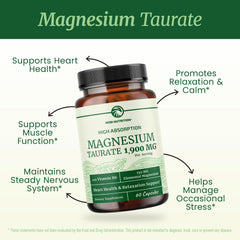 Close-up of capsules highlighting high-absorption Magnesium Taurate formula.