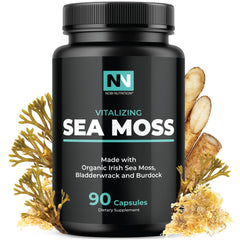 Nobi Nutrition sea moss capsules bottle front showing label for daily wellness