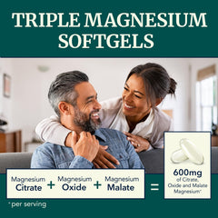Nobi Nutrition Triple Magnesium Softgels bottle back showing supplement facts and ingredients