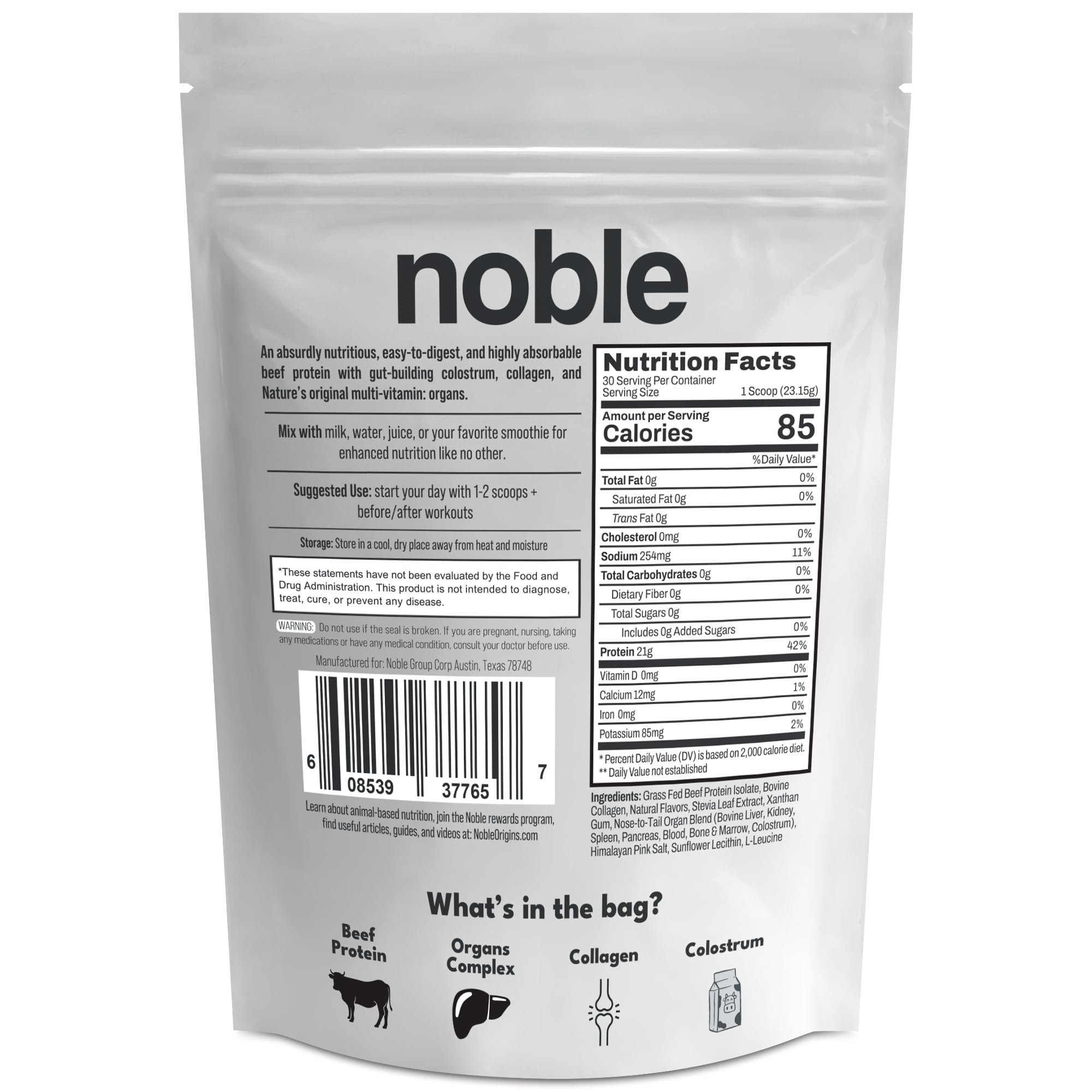 Noble Origins vanilla protein in keto-friendly shake setup