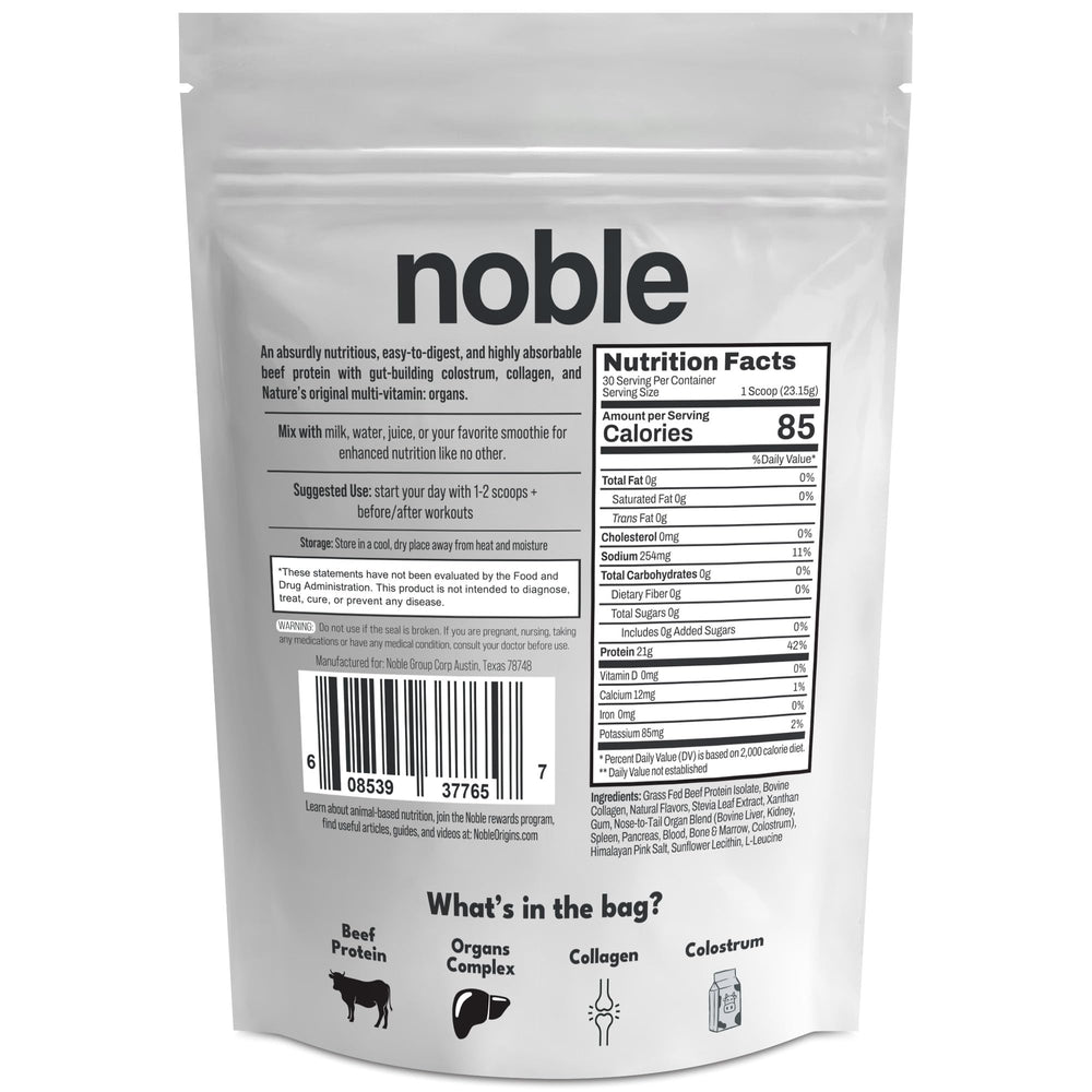 Noble Origins vanilla protein in keto-friendly shake setup