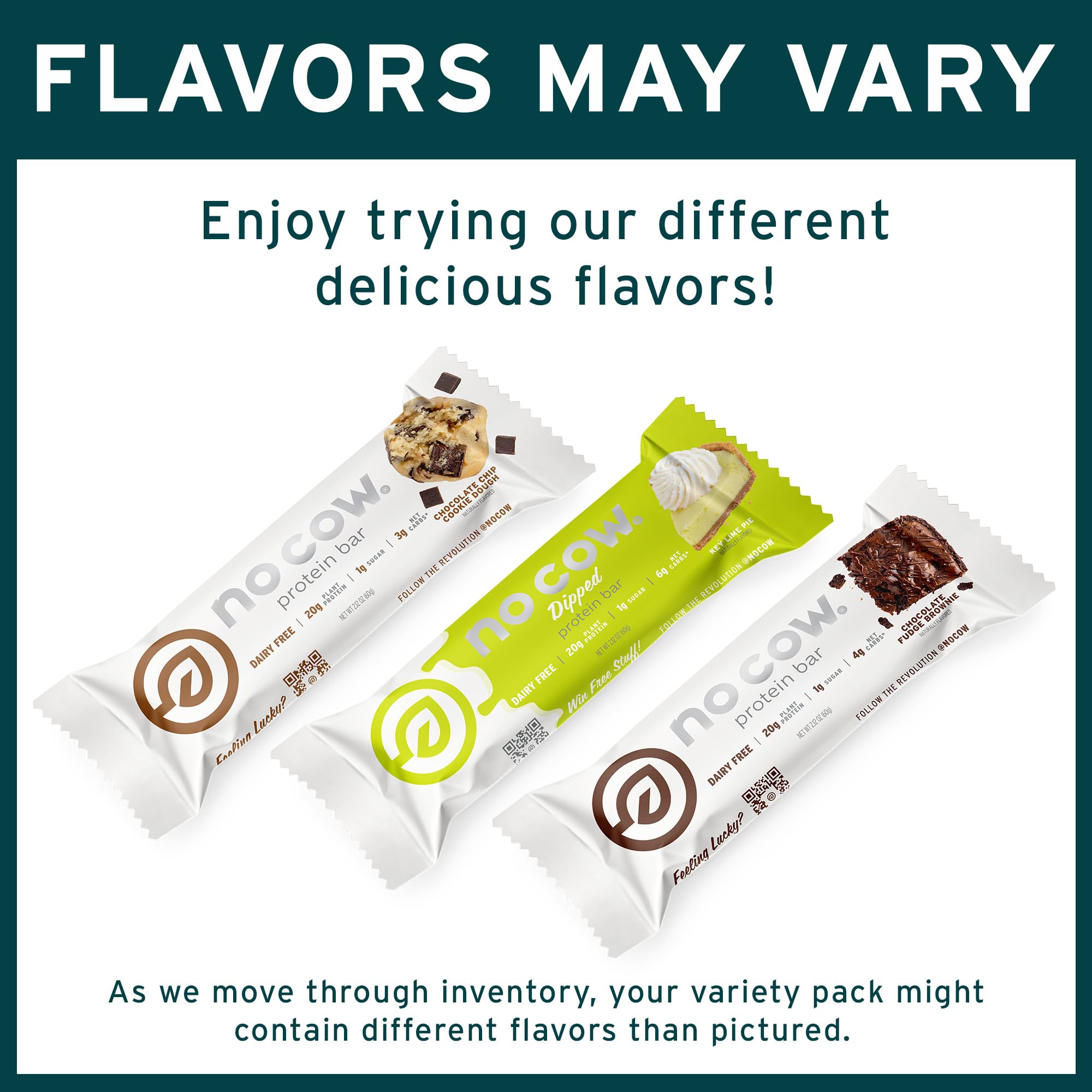 No Cow bar ingredients label view emphasizes clean non-GMO ingredients.