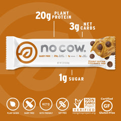 No Cow bar texture with fiber-rich crumb and low sugar profile.