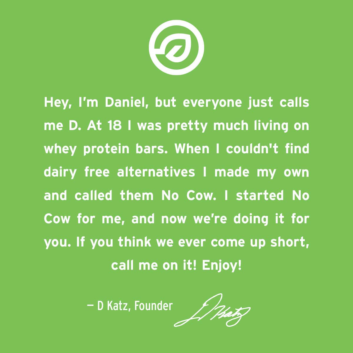 Vegan and dairy-free No Cow Birthday Cake bar symbol for dairy-free choice.