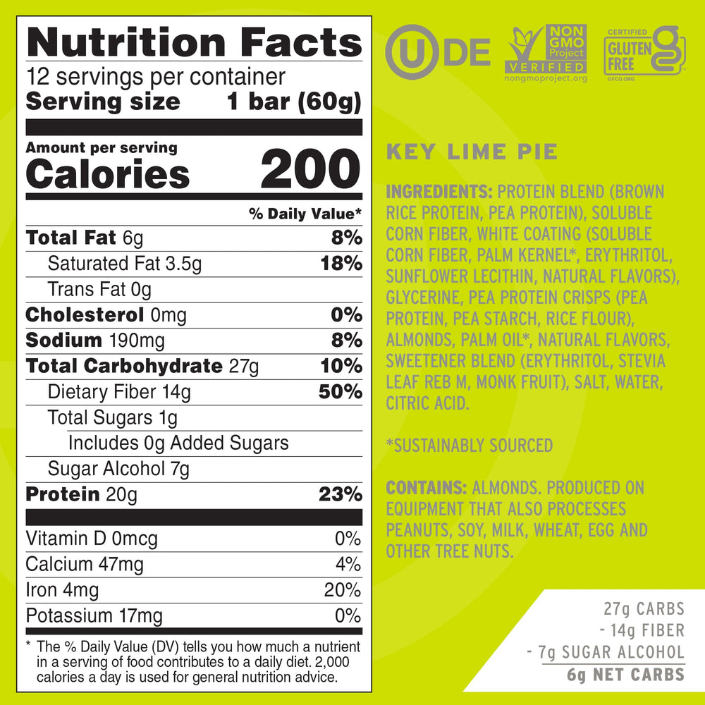 No Cow Key Lime Pie bar close-up shows tangy flavor and minimal sugar.