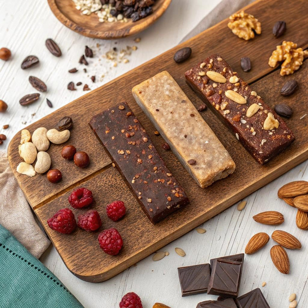 Product box displayed in pantry with twelve-bar pack for on-the-go snacking