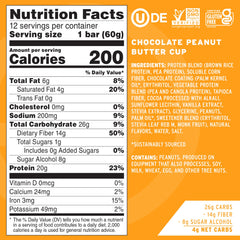 No Cow Upgraded Peanut Butter Cup bar pack shot showing 12-count box for easy snacking