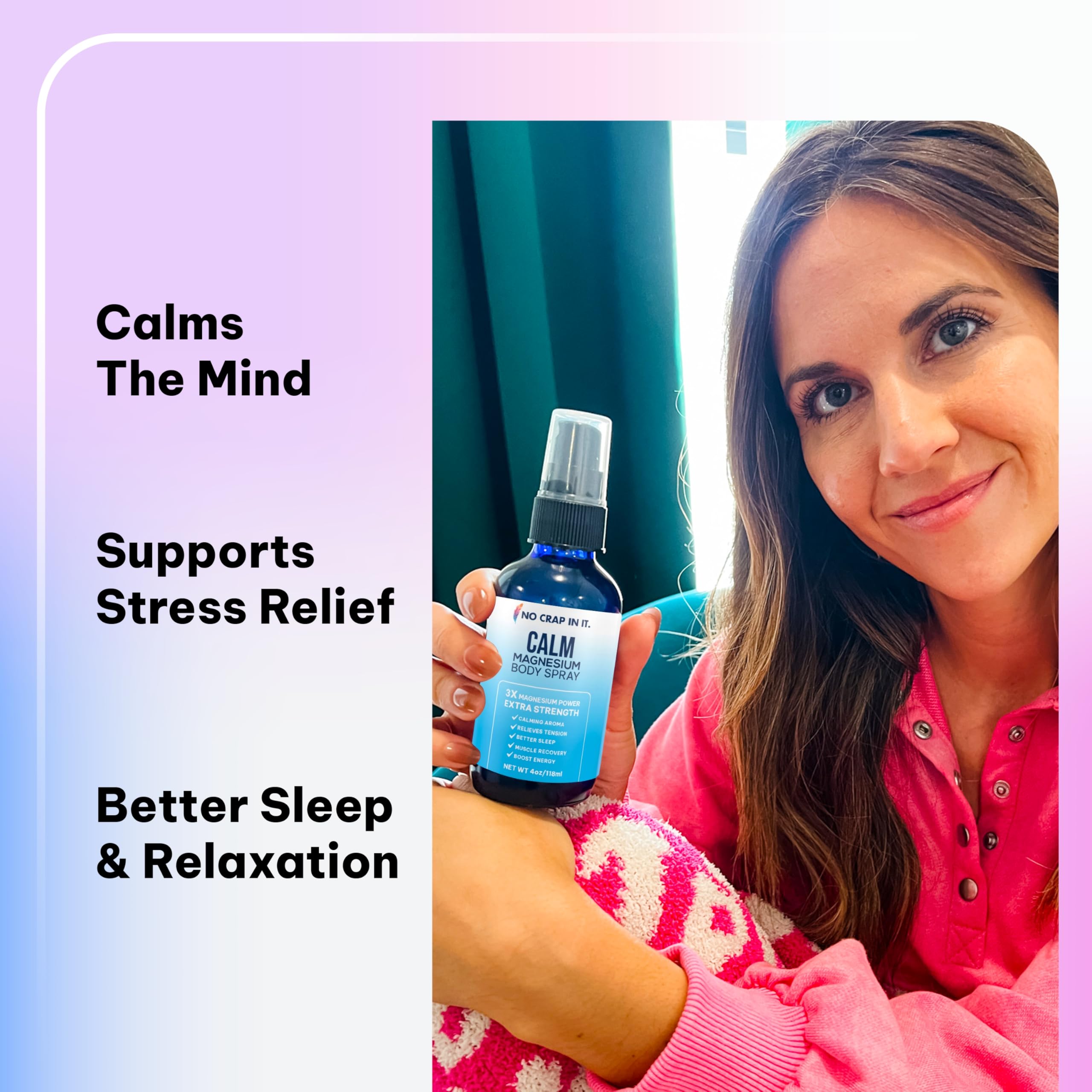 No Crap In It Calm Magnesium Spray packaging front with clean design.