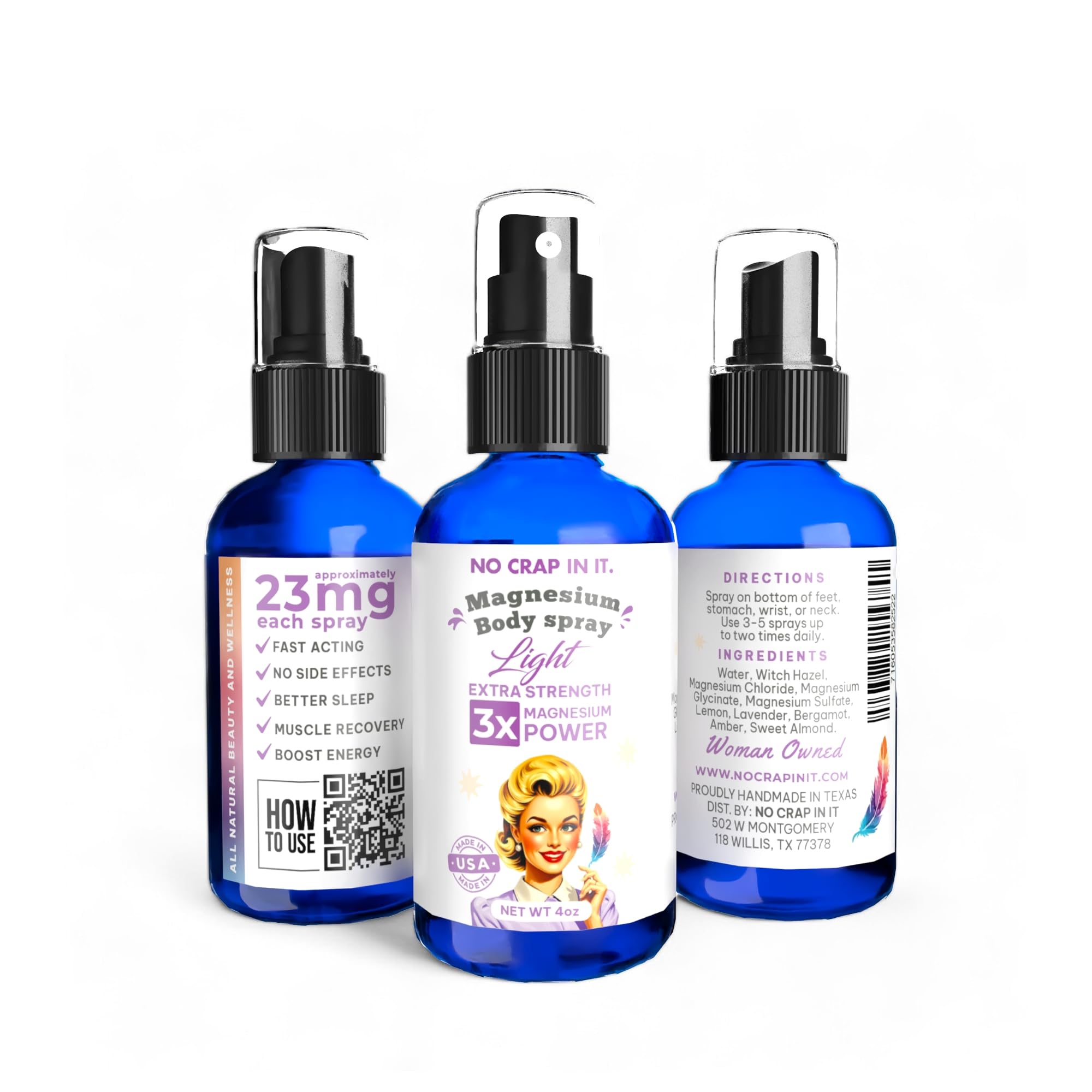 No Crap In It magnesium spray dispense enables quick, even coverage.