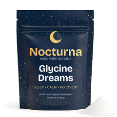 Nocturna Glycine Dreams bottle front showing 3g serving for restful sleep.