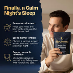 Nocturna Glycine Dreams powder dissolving in water for a calming nightly routine.