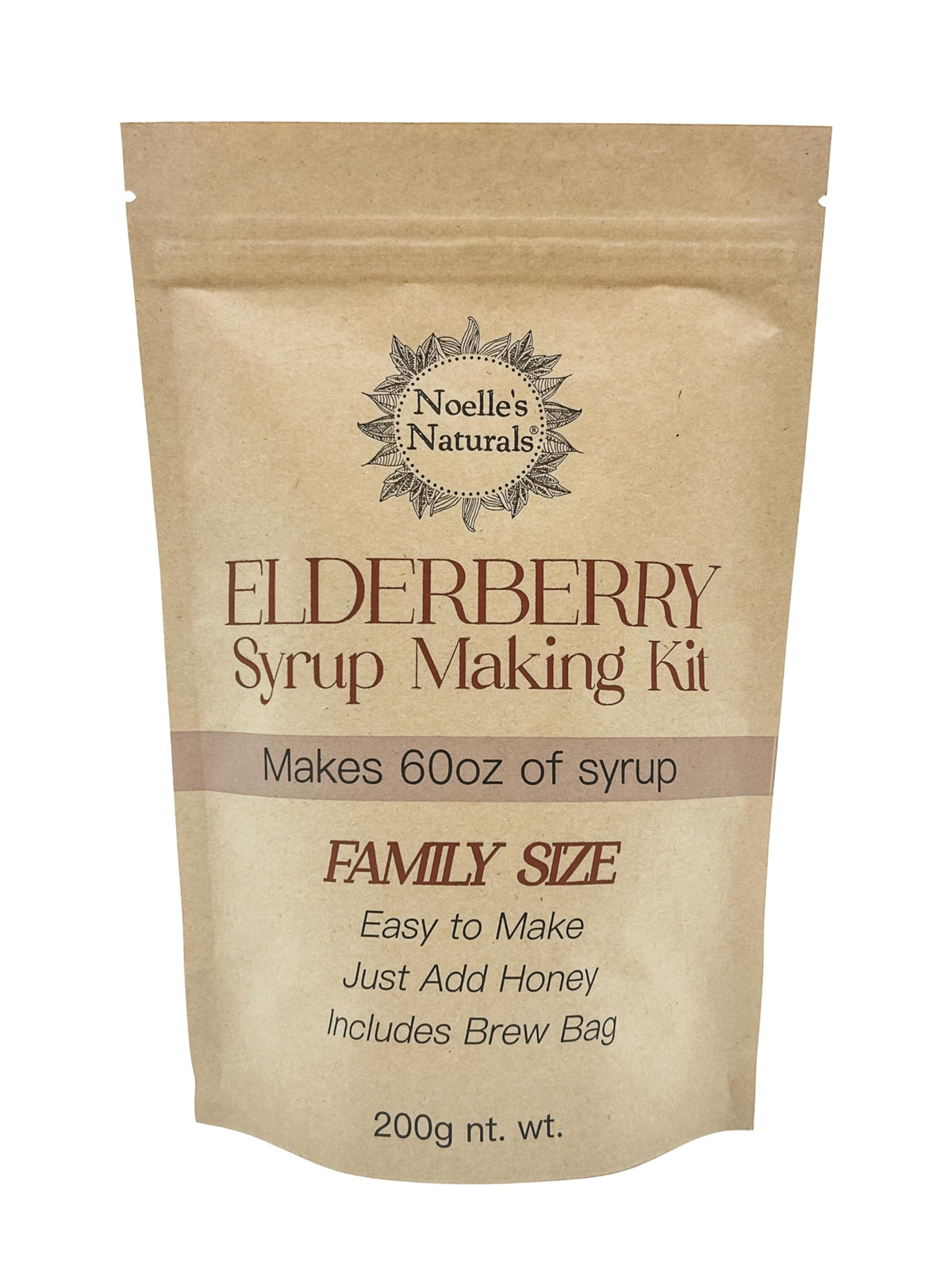 Noelle's Naturals Elderberry Syrup DIY Kit packaging enables easy at-home preparation for the whole family.