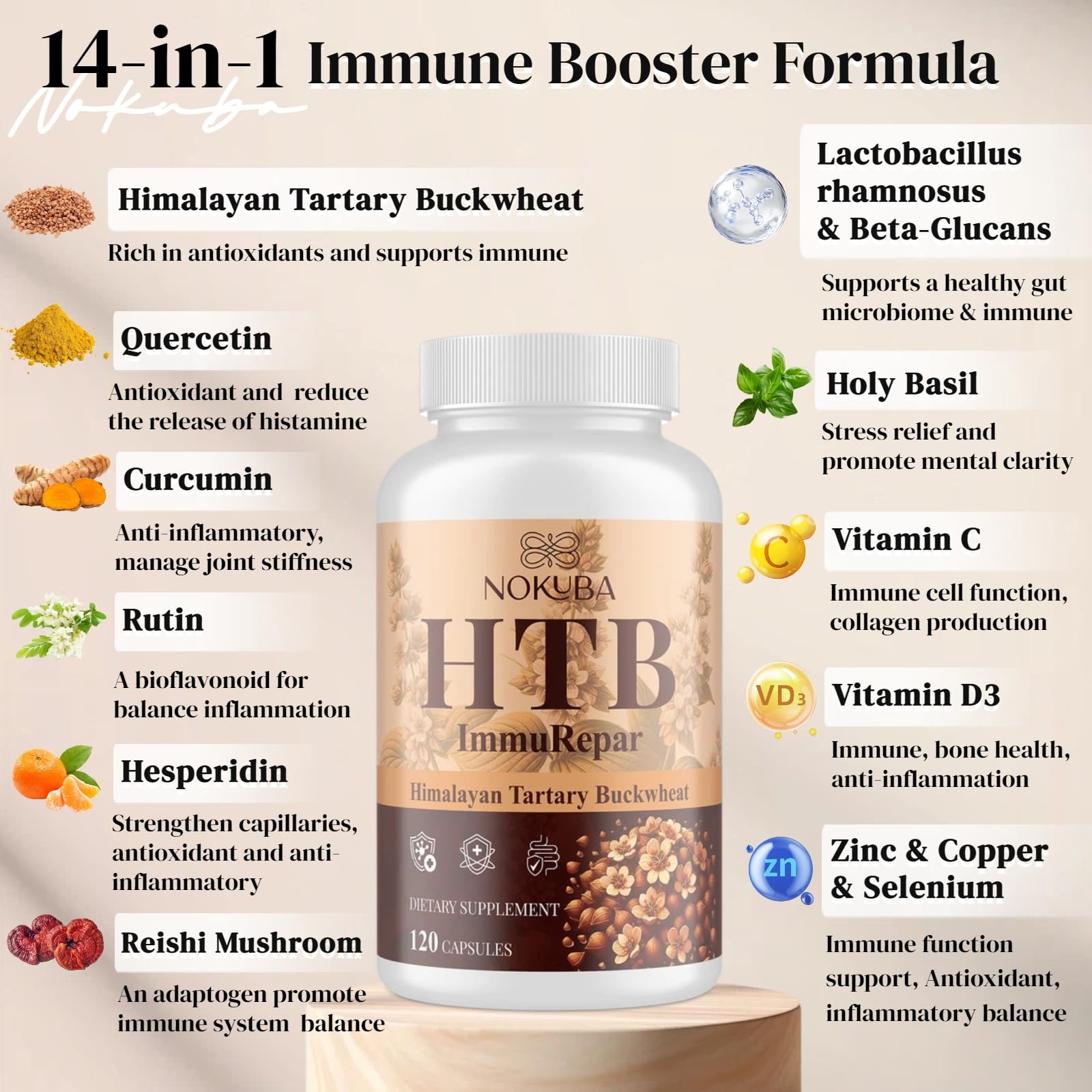 Nokuba Himalayan Tartary buckwheat powder highlighting rich quercetin content.