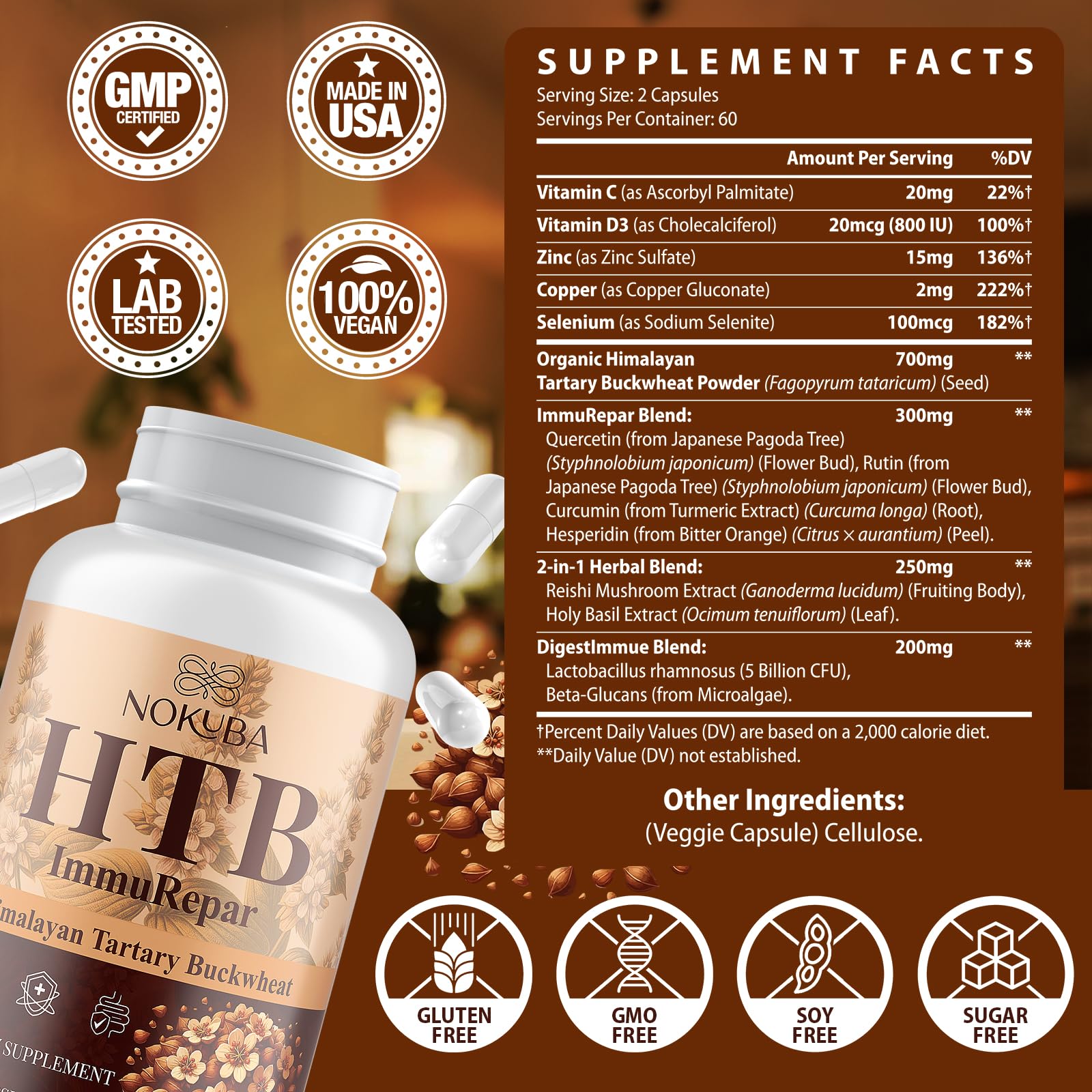Nokuba Lactobacillus rhamnosus probiotic image signaling gut microbiome support.