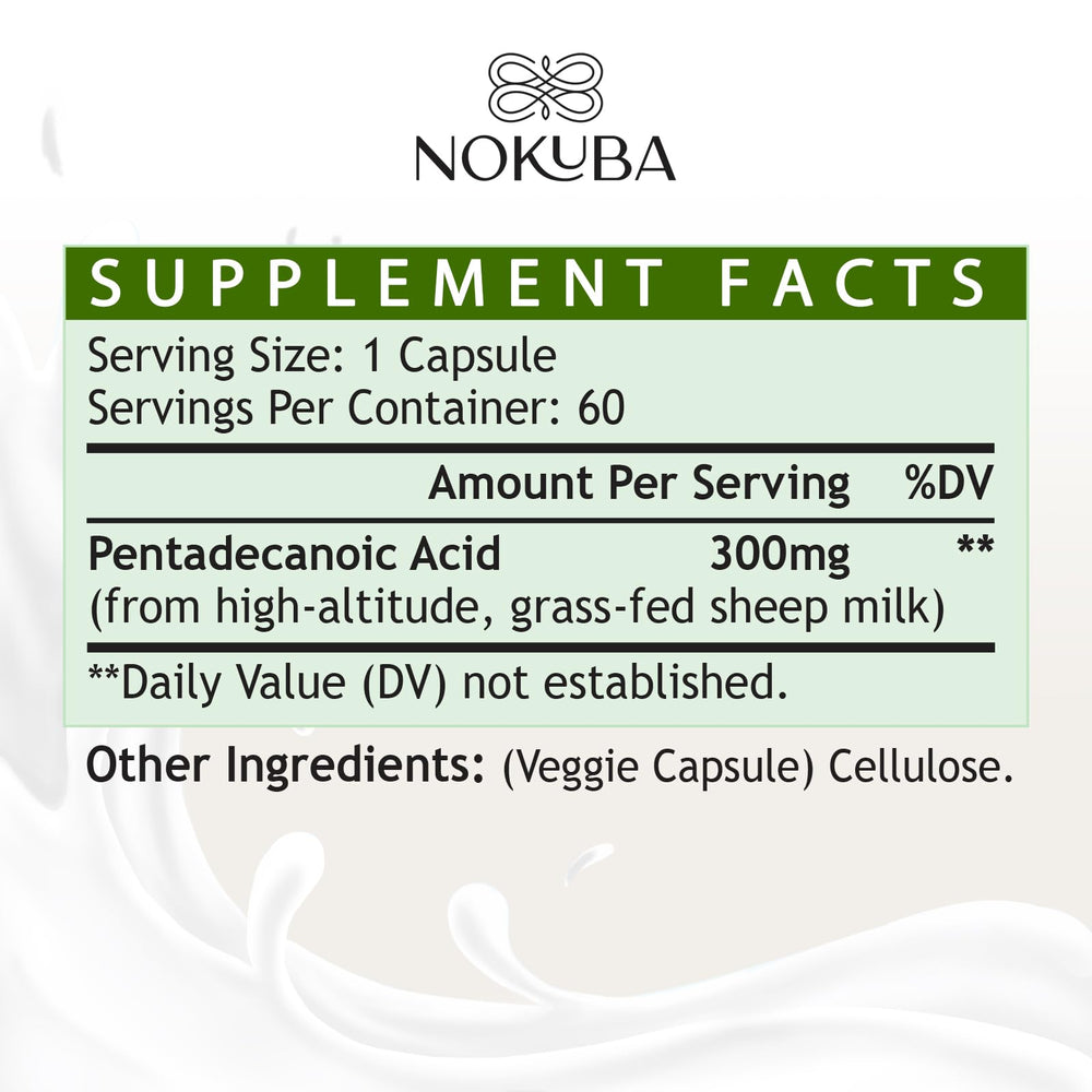 Nokuba Pentadecanoic Acid capsules ready for daily intake.