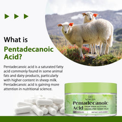 Nokuba Pentadecanoic Acid label shows ingredients and dosage information.